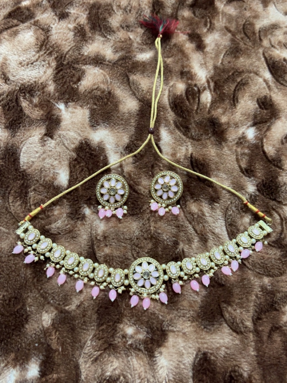 Traditional Pink Kundan Necklace Set